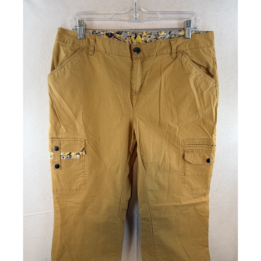 Columbia Pants Womens 14 Reg Beige Cargo Flared Outdoor Hiking Cotton Ripstop